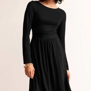 Boden Black Long-Sleeve Midi Dress